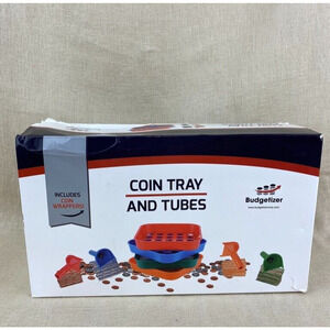 Budgetizer Coin Tray and Tubes 4 Color Sorting Trays And Coin Tubes